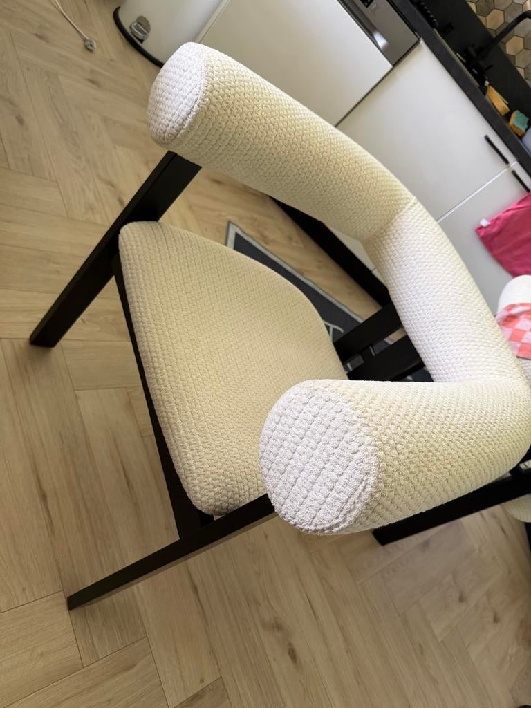 Japandi eettafel stoelen 6 stuks, Huis en Inrichting, Stoelen, Overige kleuren, Ophalen of Verzenden, Zo goed als nieuw, Stof