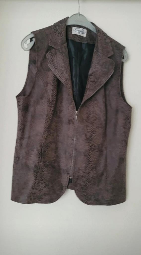Bruine bodywarmer gillette met slangenprint maat 44, Bruin, Maat 42/44 (L), Zo goed als nieuw, Sensia