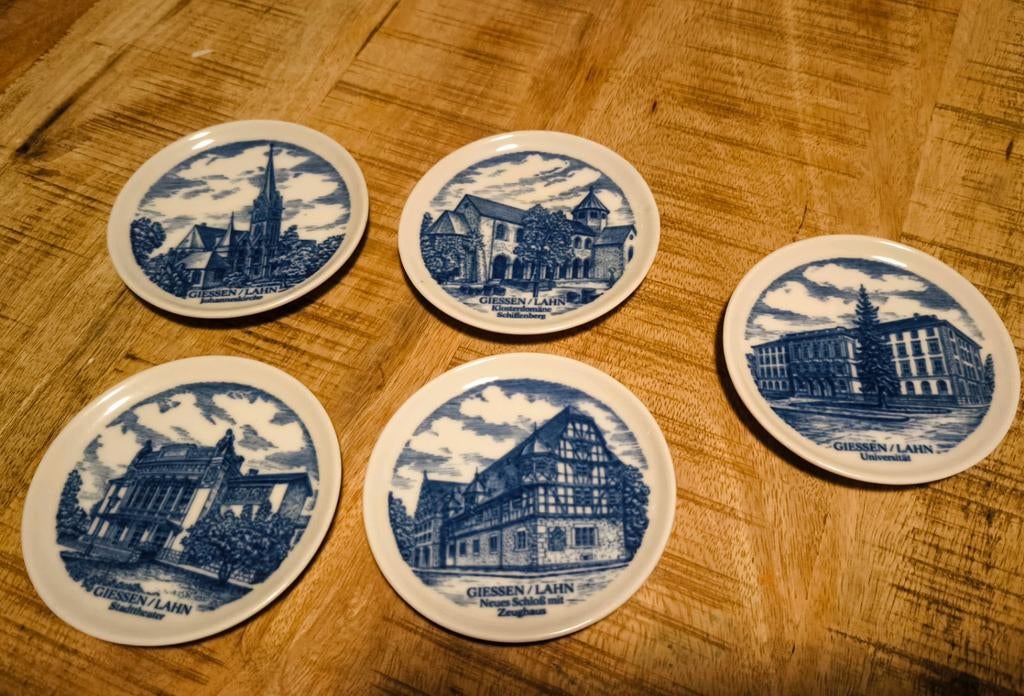 5 Lindner bordjes Bavaria onderzetters - Echt Cobalt set, Antiek en Kunst, Ophalen of Verzenden