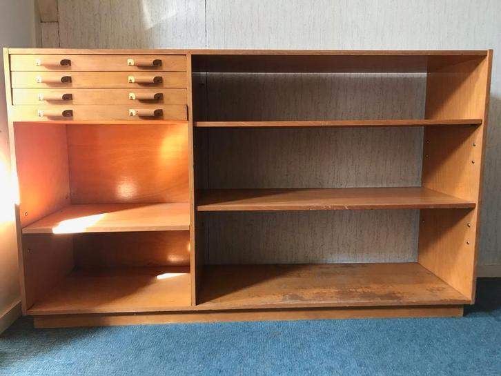 Vintage schoolkast sidetable, Huis en Inrichting, Kasten | Wandmeubels, Gebruikt, Minder dan 100 cm, Minder dan 150 cm, 25 tot 50 cm