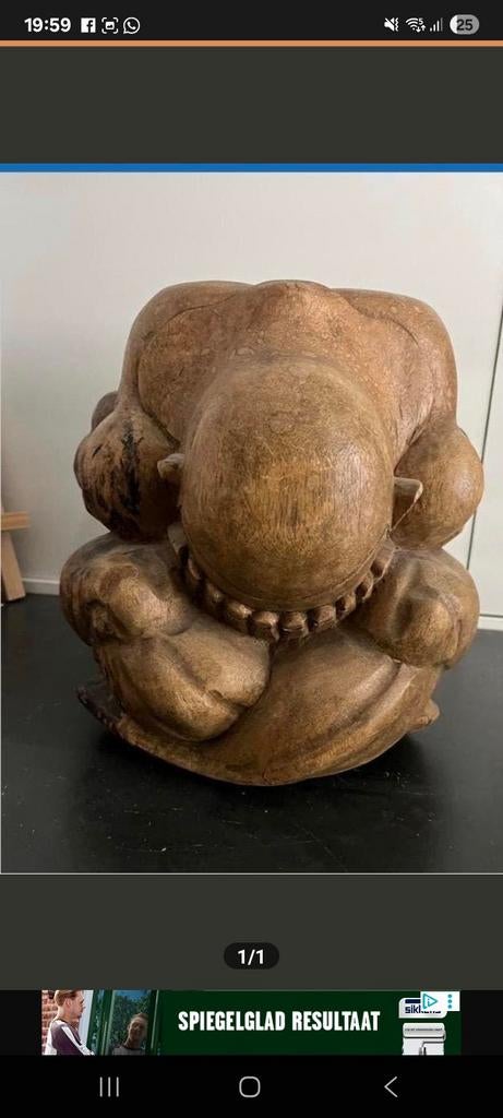 Grote houten Yogiman / Orang Malu beeld, minimaal 1 meter ho, Ophalen of Verzenden