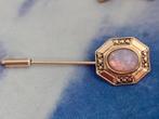 Vintage reversspeld met opaal & goudkleurige afwerking, Verzenden, Minder dan 4 cm, Zo goed als nieuw, Met edelsteen