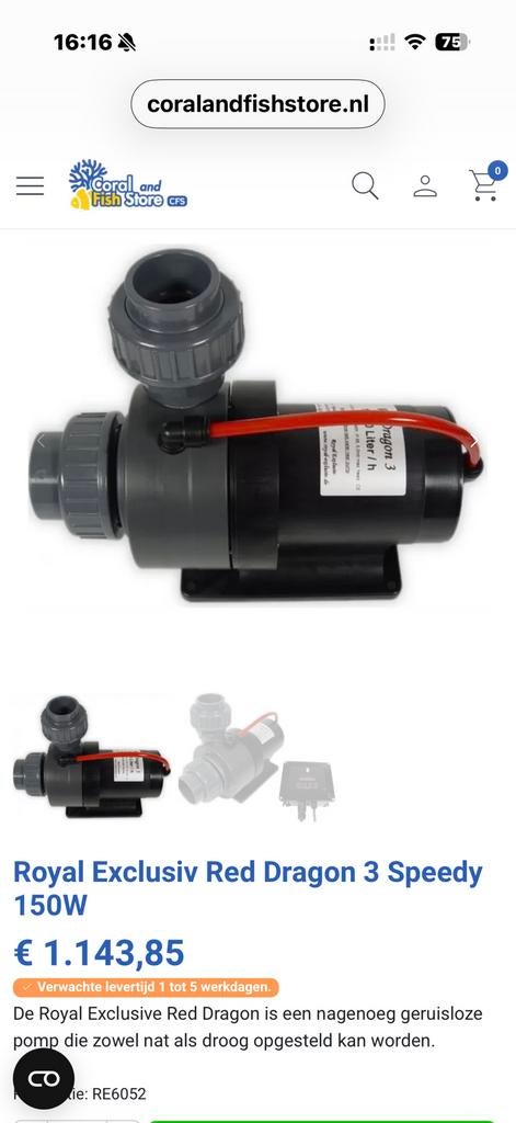 Royal exvlusiv rd3 speedy 150watt opvoerpomp, Ophalen of Verzenden, Zo goed als nieuw