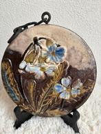 Ruscha Wandbord West-Germany Keramik Bloemen 18 cm vintage, Ophalen of Verzenden