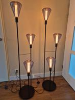 2 chique zwarte vloerlampen met 2 lichtstanden, Huis en Inrichting, Ophalen, Gebruikt, Metaal, 150 tot 200 cm