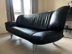 Leolux tango zwarte leren 3-zitsbank met verstelbare leuning, Ophalen, Gebruikt, Driepersoons, Rechte bank