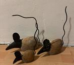 3 Beeldjes van muizen. Hout met metaal., Ophalen of Verzenden, Gebruikt