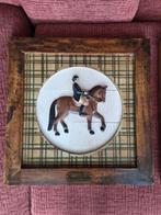 Twee schilderijen van tinmetaal van paard en ruiter., Antiek en Kunst, Ophalen of Verzenden