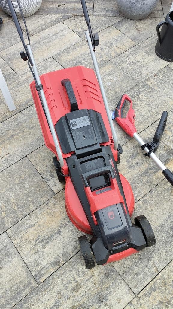 Accu grasmaaier en accu trimmer set - Einhell Power X-Change, Ophalen of Verzenden, Gebruikt, Accu-grasmaaier, Einhell