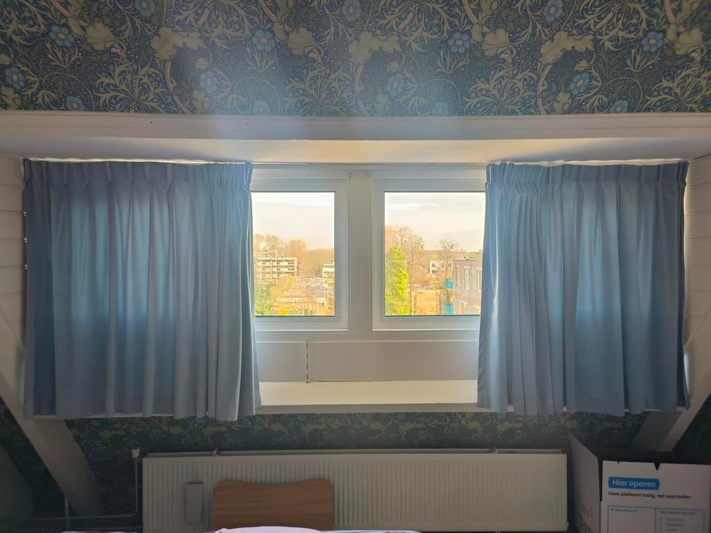 Lichtblauwe velours gordijnen, Ophalen of Verzenden