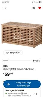 2x Ikea "Hol" Opbergtafel / opbergbox Acaciahout, Ophalen, Gebruikt, 50 tot 100 cm, 50 tot 75 cm