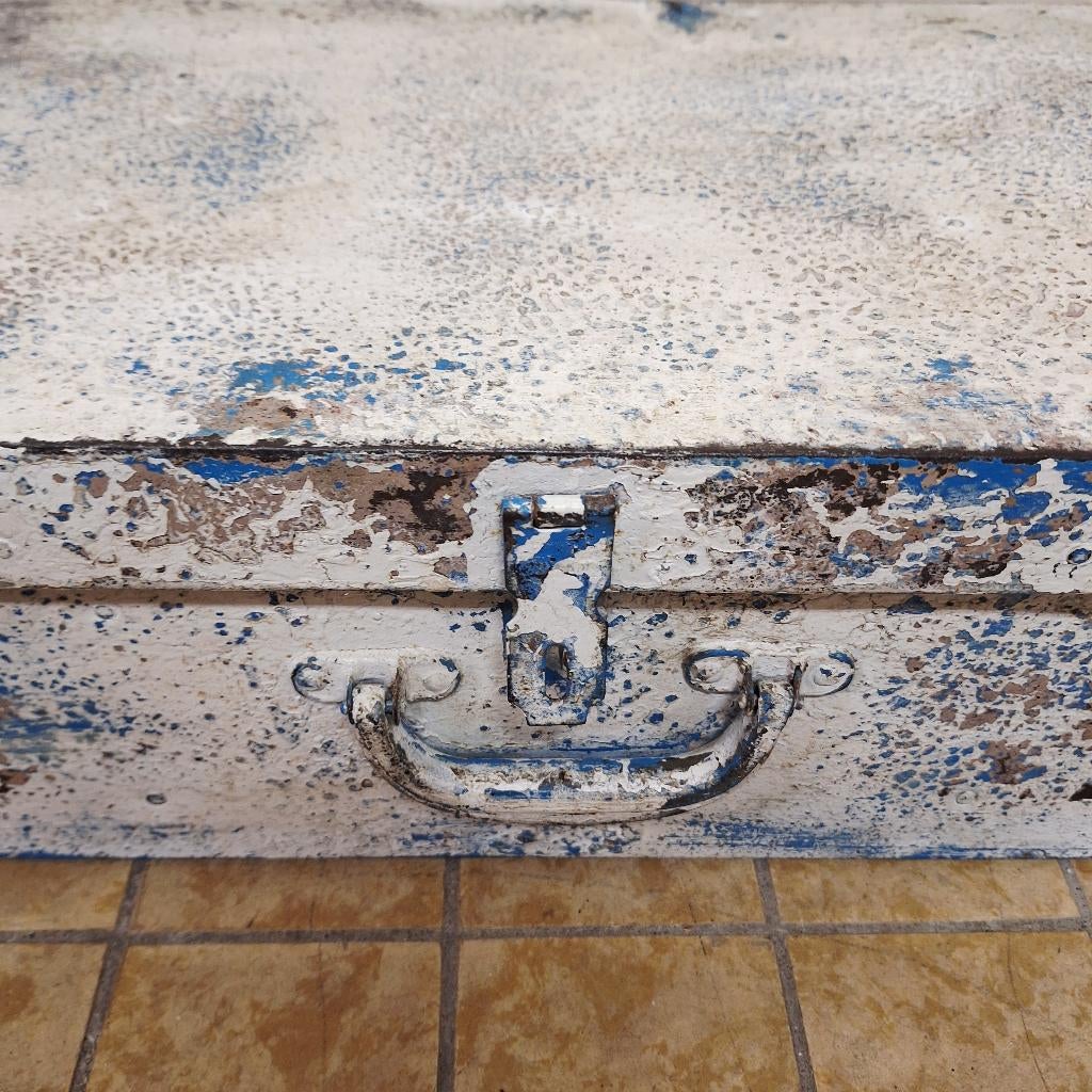 Verweerde Vintage Metalen Kist / Koffer uit India, Minder dan 50 cm, Gebruikt, 50 tot 100 cm, -