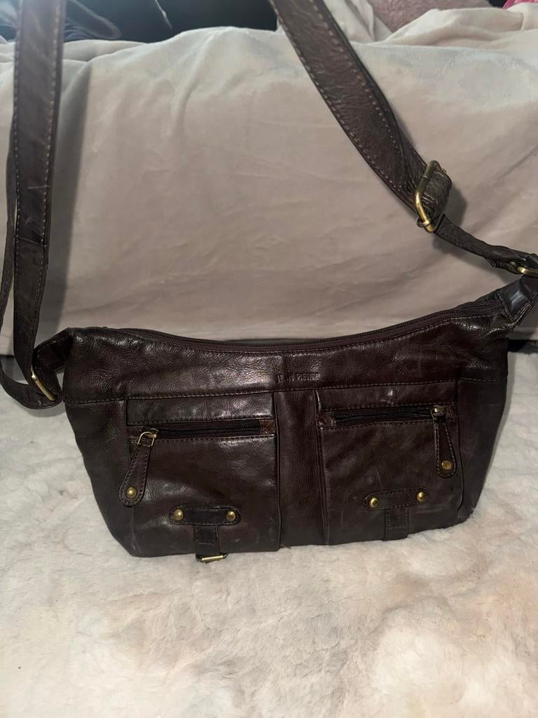 Donkerbruine schoudertas van Jean Pierre, Ophalen of Verzenden, Gebruikt, Bruin, Schoudertasje