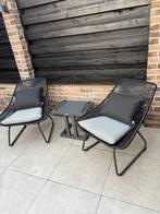 Leuke tuinset 2 stoelen en tafeltje met dienblad, Tuin en Terras, Ophalen of Verzenden, Zo goed als nieuw, Aluminium, 2 zitplaatsen