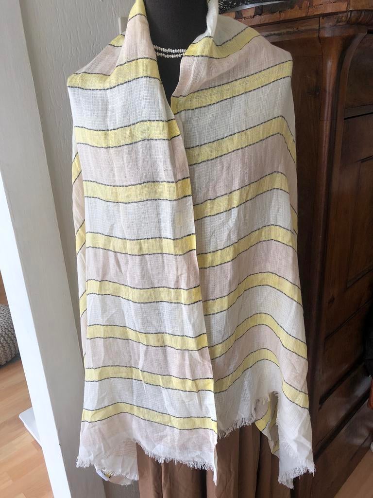 By bar linnen sjaal, Kleding | Dames, Mutsen, Sjaals en Handschoenen, Verzenden, Zo goed als nieuw, Maat 42/44 (L), Sjaal