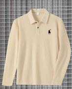 Wit Polo met Paard Print Beige kleur Maat M, Onbekend, Maat 48/50 (M), Beige, Nieuw