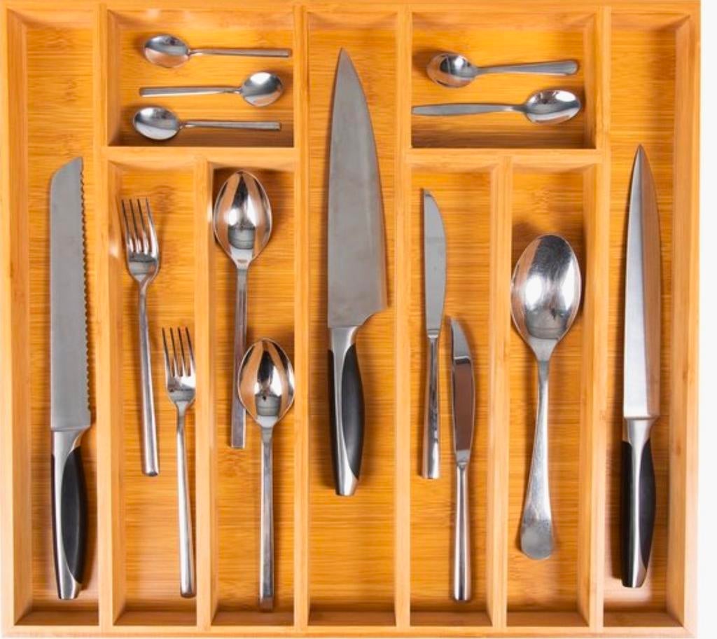 Coninx Grote Bestekbak Bamboe 51x47x5cm, Huis en Inrichting, Ophalen of Verzenden, Nieuw, Hout, Los bestek