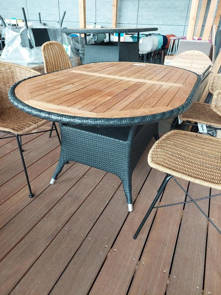 terrastafel met teak blad, Tuin en Terras, Tuintafels, Ophalen, Nieuw, Ovaal, Teakhout
