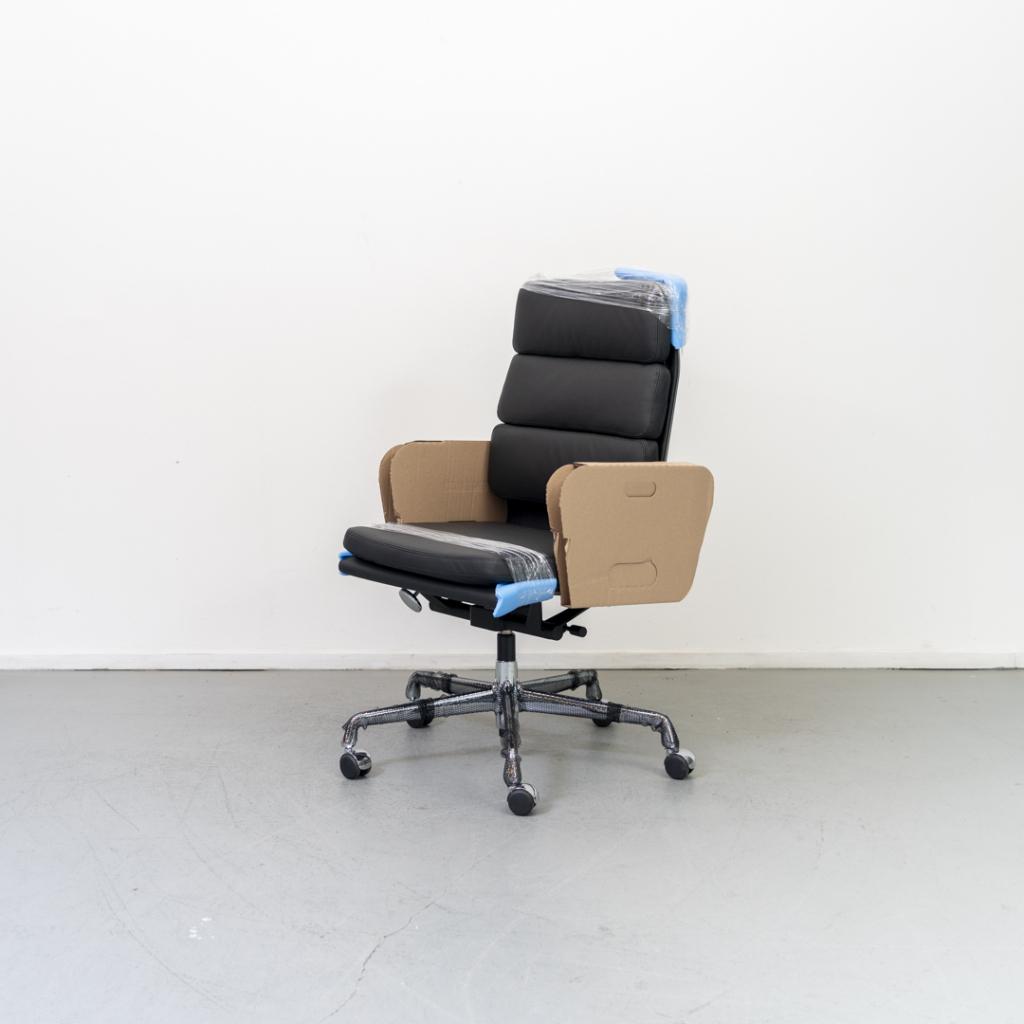 3x Vitra Eames EA 219 Bureaustoel Softpad Zwart - Chroom, Niet ingevuld, Zwart, Niet ingevuld, Nieuw