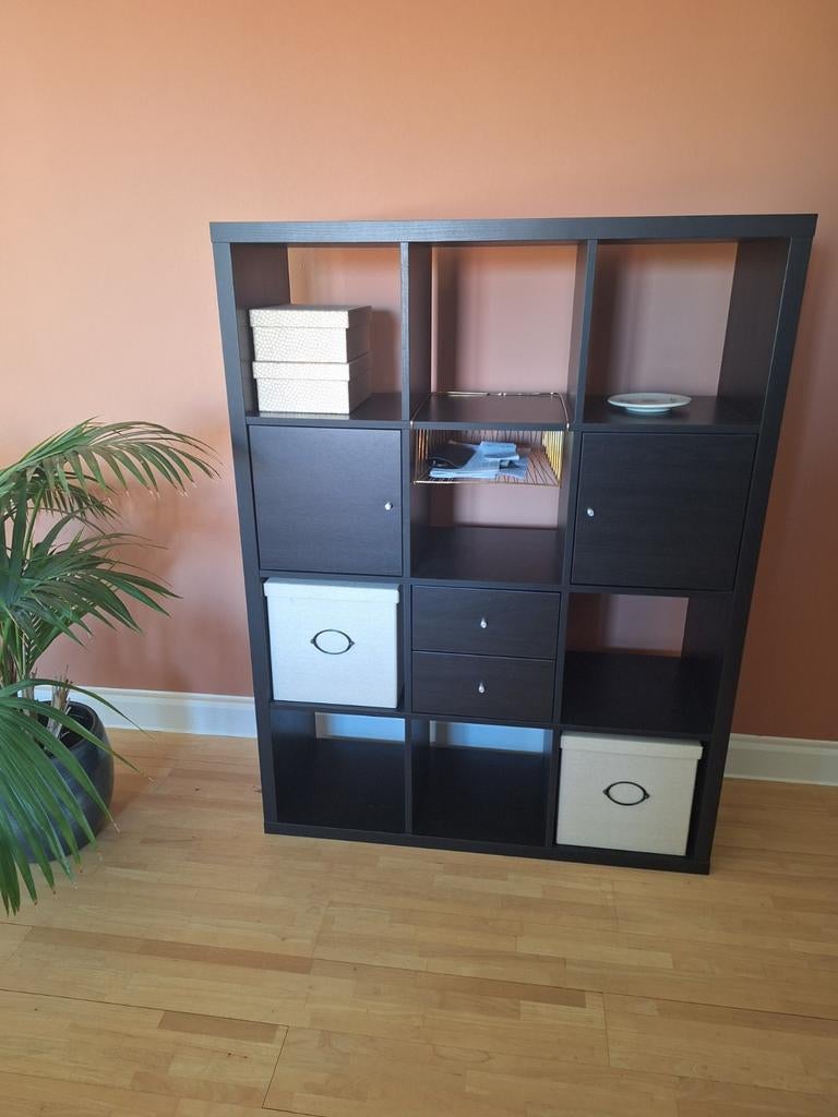 IKEA KALLAX vakkenkast zwartbruin, Ophalen, Gebruikt