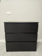 Ikea Malm ladekast zwart met 3 lades, Huis en Inrichting, Ophalen, Gebruikt, Modern, Scandinavisch, 50 tot 100 cm