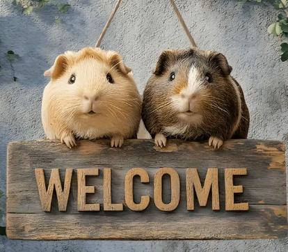 houten cavia welcome bord, Verzenden, Nieuw, Wanddecoratie