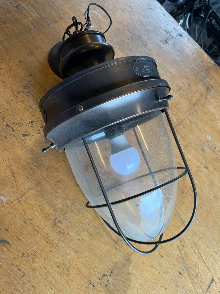 Vintage scheepslamp 'La Louisiane' - Maritieme stijl, Ophalen of Verzenden, Gebruikt, Metaal, 50 tot 75 cm