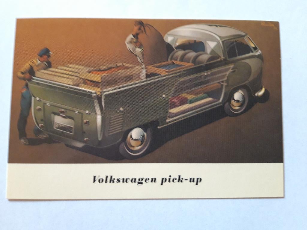 ansichtkaart Volkswagen T1 Pick-up, Ophalen of Verzenden, 1940 tot 1960, Ongelopen, Voertuig