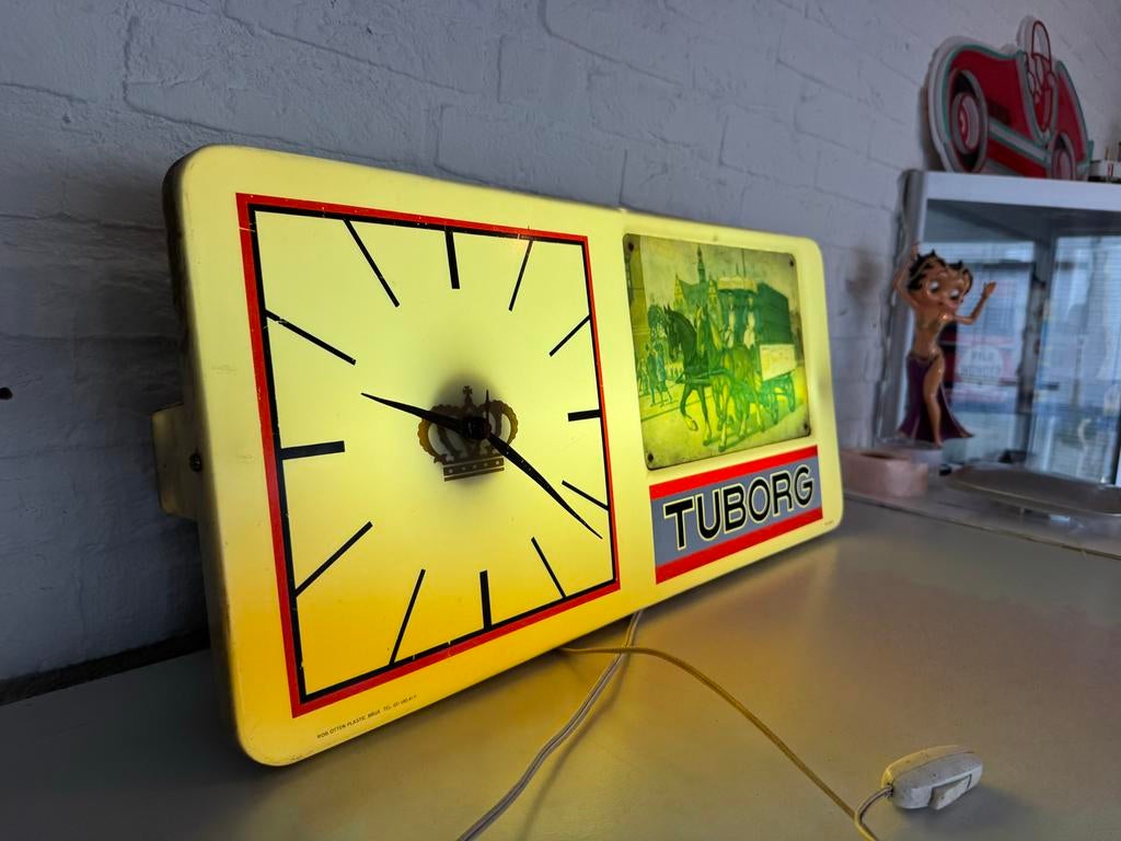 Vintage Tuborg Lichtreclame Klok - Werkend, Ophalen