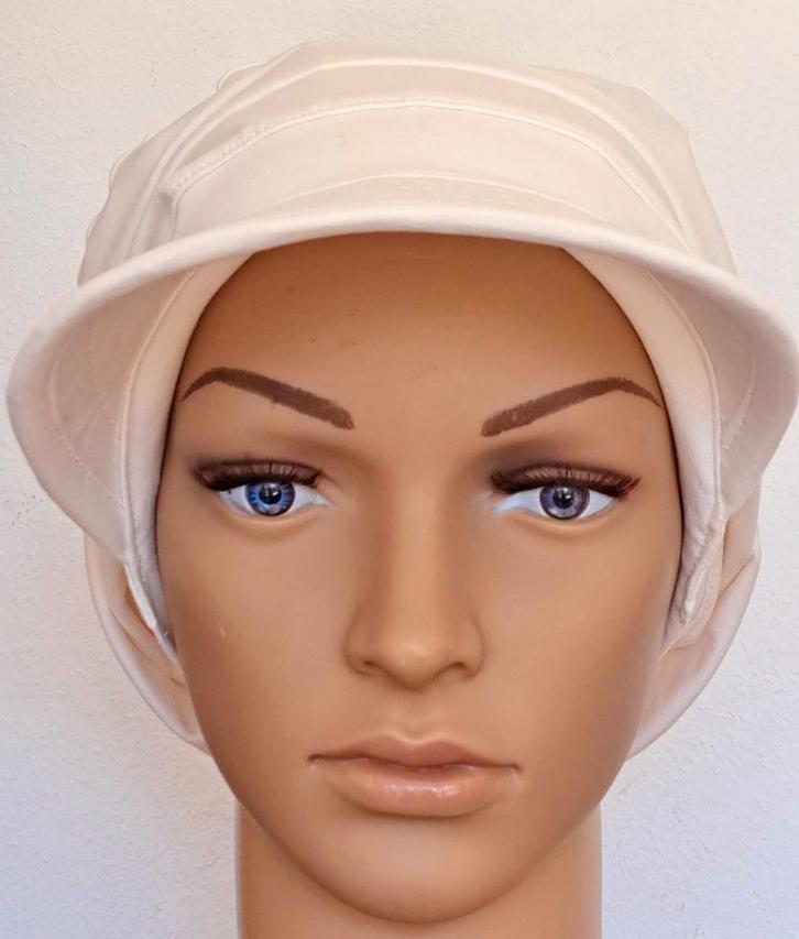 Chemo/haarverlies tricot pet no 59 G. Lichtbeige., Kleding | Dames, Mutsen, Sjaals en Handschoenen, Nieuw, Muts, Maat 46/48 (XL) of groter