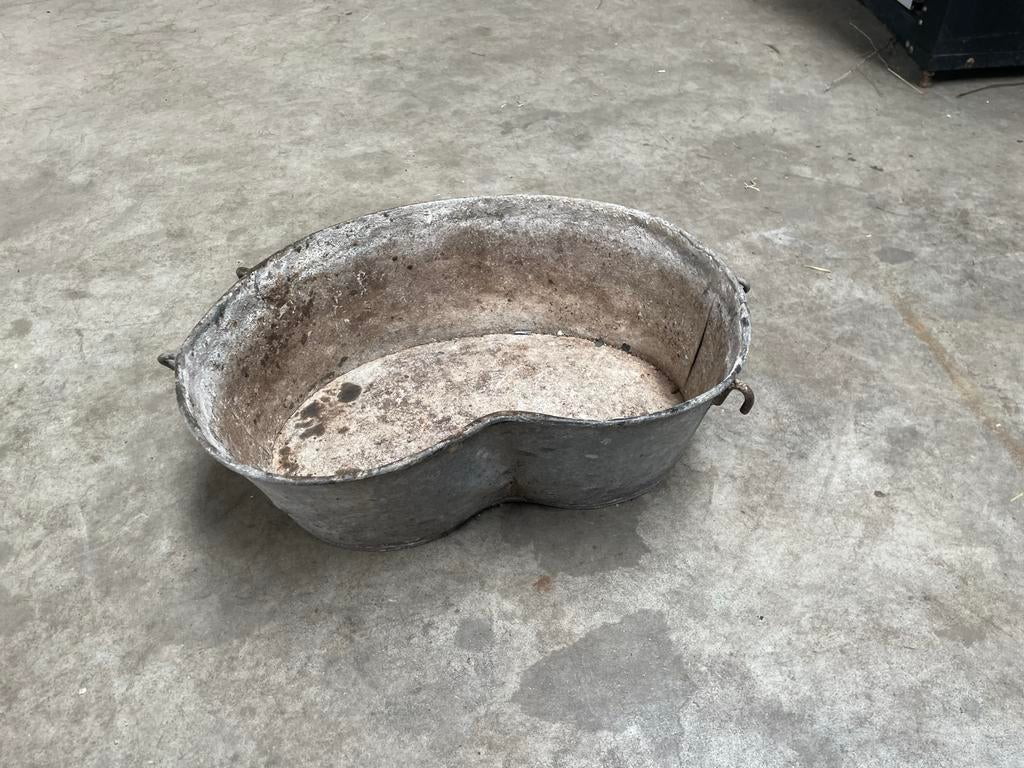 Vintage Zinken Waskom / Voerbak - Rustieke Decoratie, Antiek en Kunst, Ophalen