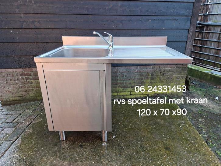 In topstaat verkerende Rvs spoeltafel met kraan, Huis en Inrichting, Keuken | Keukenelementen, Zo goed als nieuw, Minder dan 100 cm