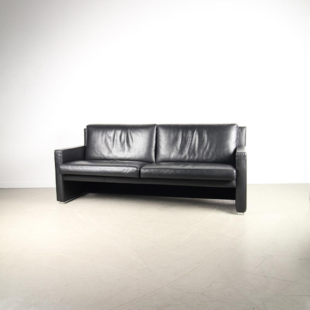 1x Leolux Timandra Bank 3-zits/198cm Leder – Zwart, Huis en Inrichting, Niet ingevuld, 150 tot 200 cm, Niet ingevuld, Driepersoons