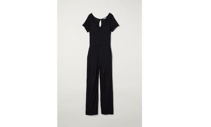 H&M Basic Jumpsuit Zwart Korte Mouw Jersey Katoen, XS, S, Kleding | Dames, Jumpsuits, Zo goed als nieuw, Maat 34 (XS) of kleiner