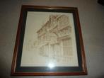 oude print tekening maurice littleford harvard house, Ophalen of Verzenden