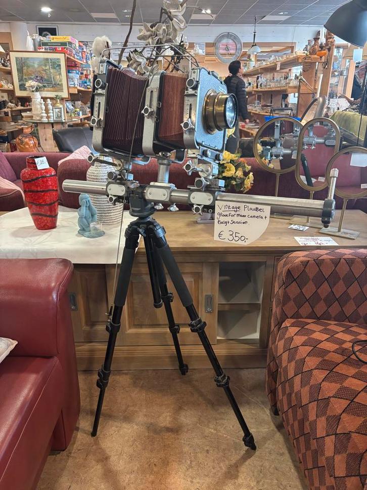 Plaubel groot formaat camera met balg en statief, Verzamelen, Fotografica en Filmapparatuur, Fototoestel, Voor 1940, Ophalen of Verzenden