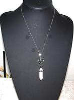 zilverkleurige ketting met rozenkwarts kettinghanger, Sieraden, Tassen en Uiterlijk, Kettingen, Ophalen of Verzenden, Nieuw, Roze