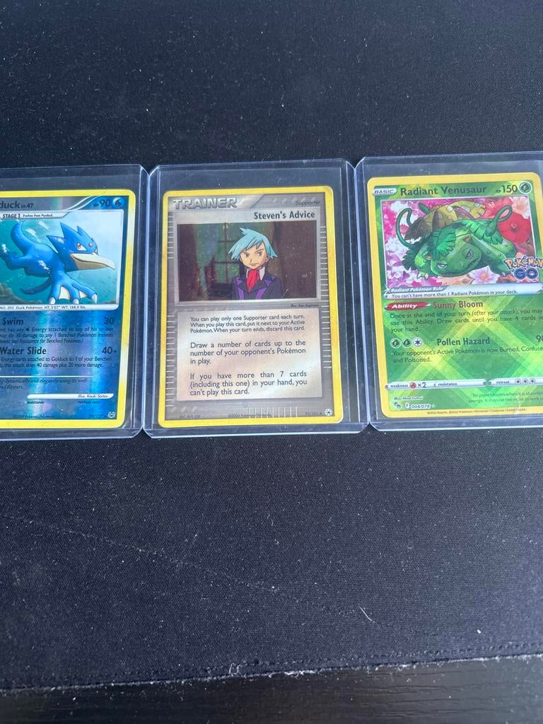 Pokémon Kaarten: Psyduck, Steven's Advice, Radiant Venusaur, Ophalen of Verzenden, Zo goed als nieuw, Meerdere kaarten, Foil