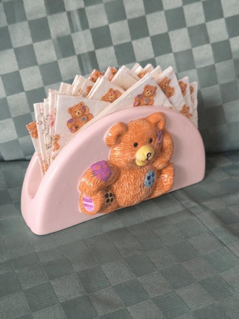 Vintage Servethouder met Teddybeer, Antiek en Kunst, Ophalen of Verzenden