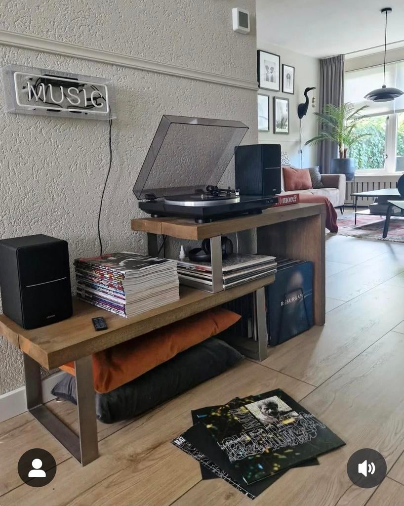 Tweedelig wandmeubel, dressoir, tv-kast muziekmeubel, Ophalen, 25 tot 50 cm, Metaal, Minder dan 100 cm