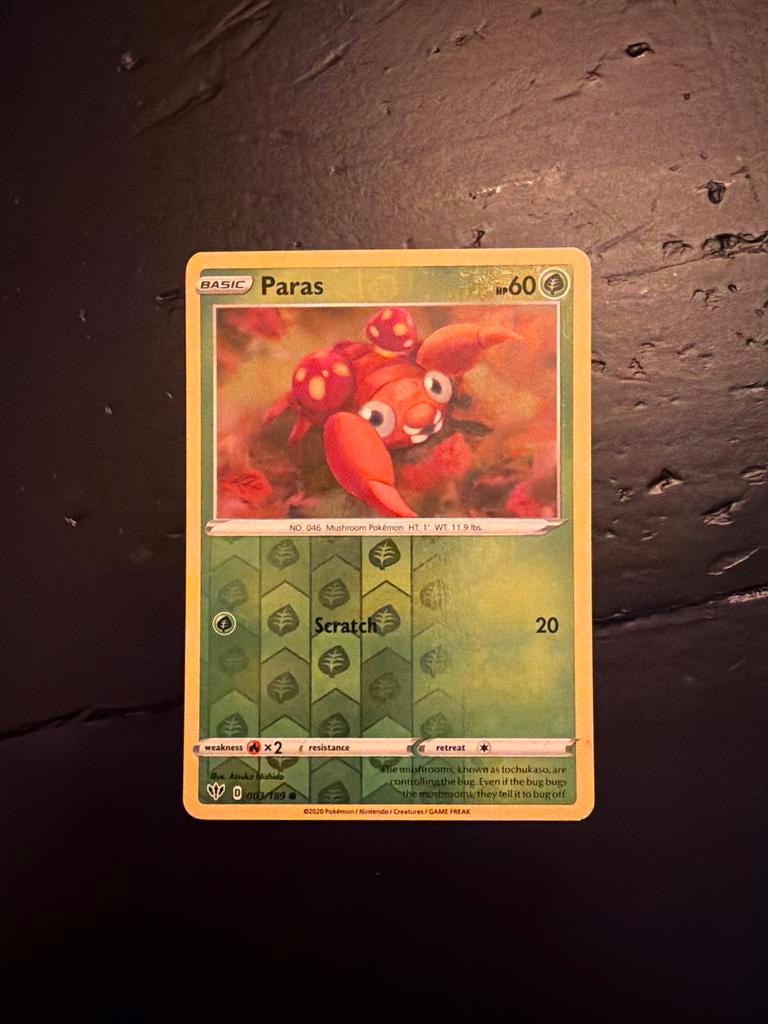Paras #3 - Pokémonkaart reverse holo, Ophalen of Verzenden, Zo goed als nieuw, Losse kaart