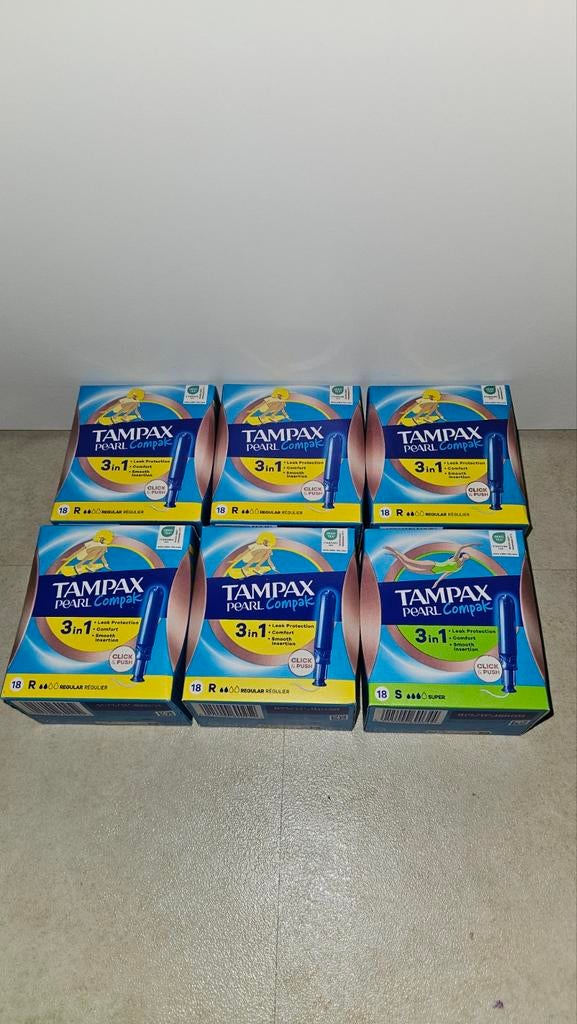 6x Tampax Pearl Compak Tampons (Regular & Super), Ophalen of Verzenden, Nieuw, Overige typen