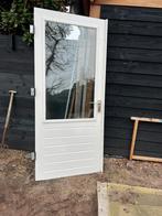 Hardhouten achterdeur met thermopane glas, Doe-het-zelf en Verbouw, Kozijnen en Schuifpuien, 75 tot 150 cm, Gebruikt, Deurkozijn