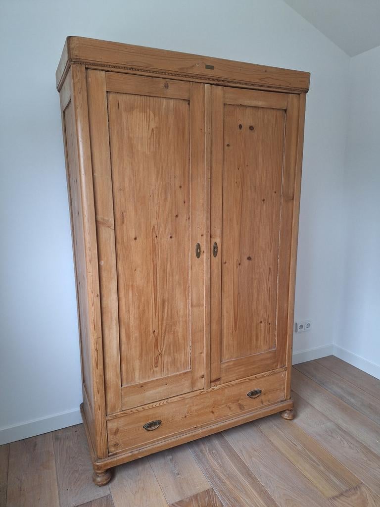 Prachtige oude houten meidenkast van Du Sjon Amersfoort., Ophalen, 70 tot 120 cm, 170 cm of meer, Grenenhout