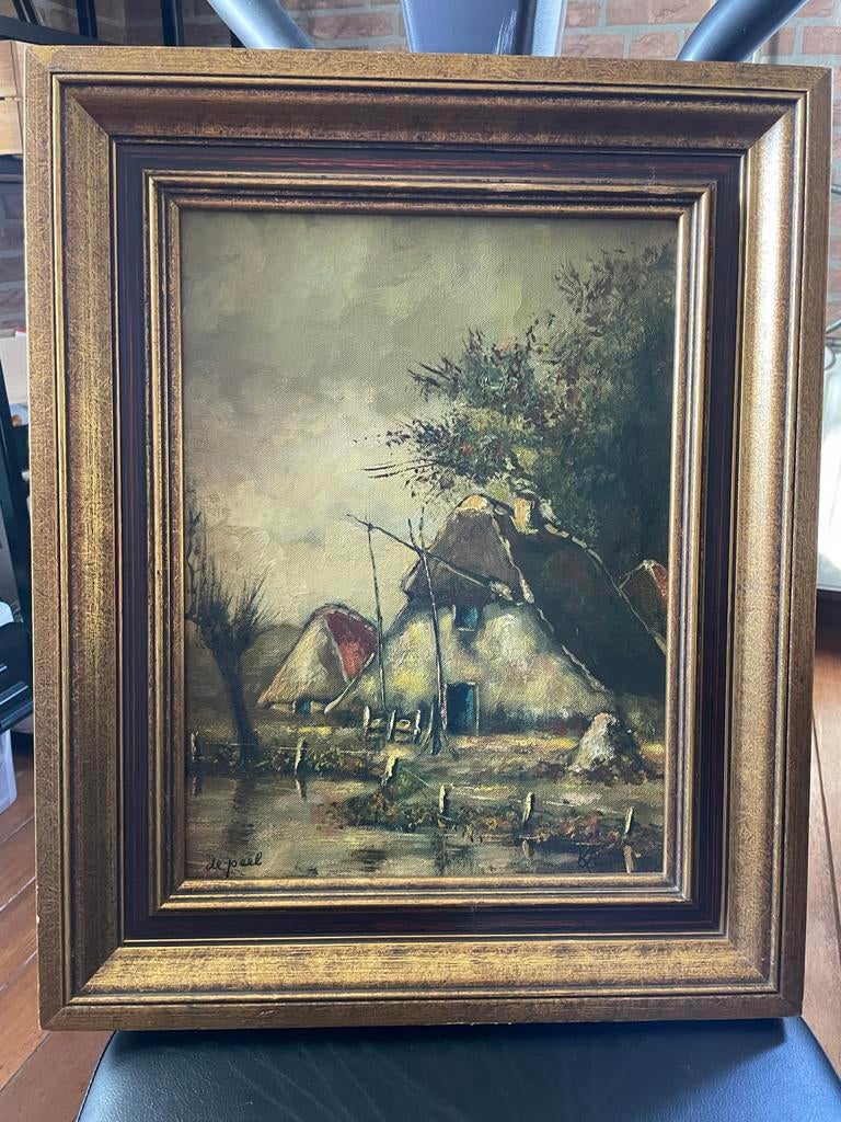 Olieverfschilderij 'De Peel' - Landschap met boerderij, Ophalen of Verzenden