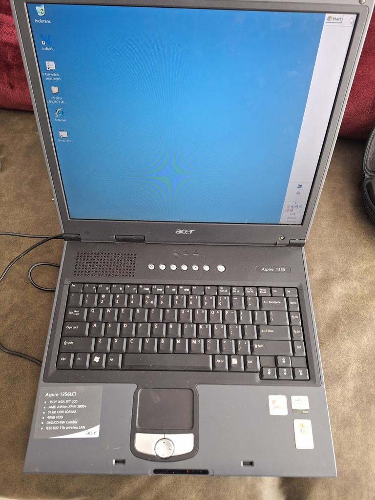Acer Aspire 1350 Laptop - Vintage Windows XP, Computers en Software, Windows Laptops, Gebruikt, HDD, Minder dan 4 GB, Onbekend