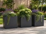 Antraciet bloembakken - 44 x 44 cm, Ophalen, Steen, Vierkant, Nieuw