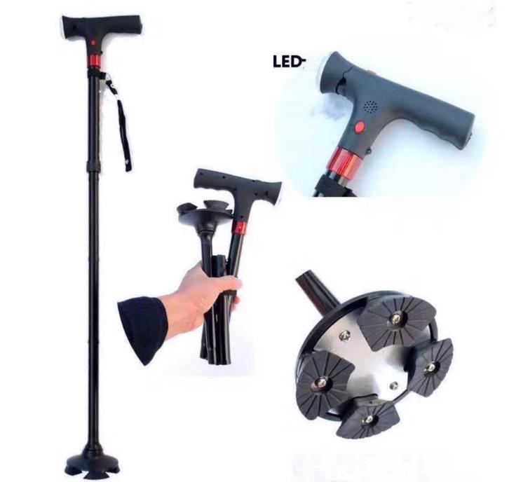 Opvouwbare wandelstok met licht en alarm, Diversen, Wandelstokken, Nieuw, Opvouwbaar, Ophalen of Verzenden