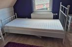 Eenpersoonsbed wit metaal met spijlen, Ophalen, 85 tot 100 cm, Zo goed als nieuw, Lattenbodem
