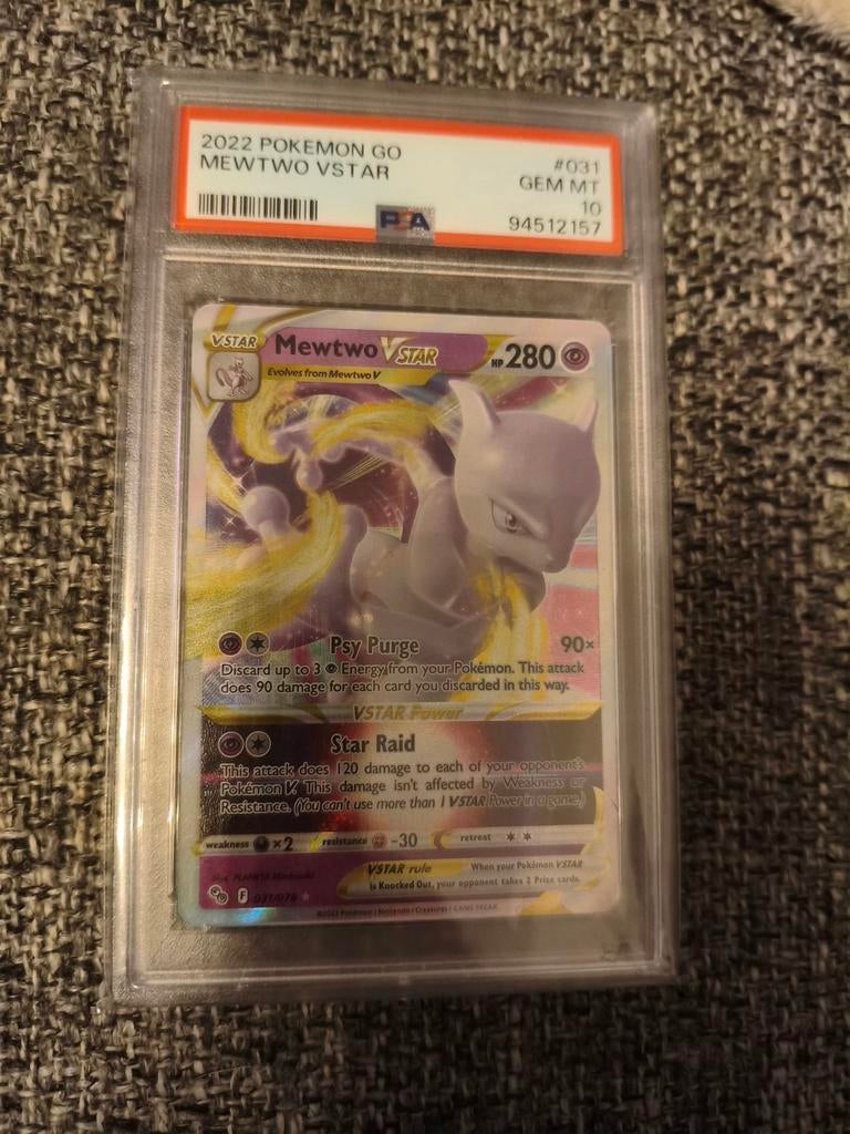 Te koop! Mewtwo go Vstar PSA 10, Ophalen of Verzenden, Zo goed als nieuw